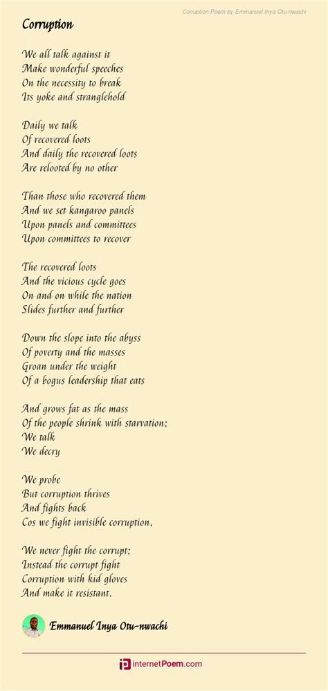 Corruption Poem By Emmanuel Inya Otu Nwachi
