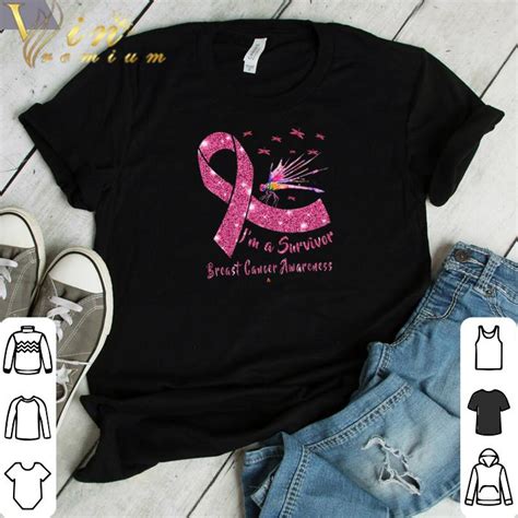 Official Dragon Fly Breast Cancer Awareness I’m A Survivor Breast Cancer Shirt Premium Tee Shirt