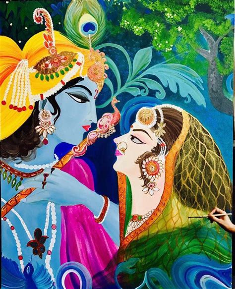 The Radha Krishna Divine Couple Modern Contemporary Abstract Etsy