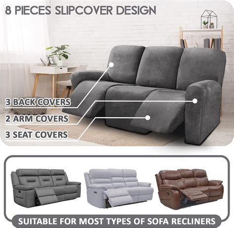 Buy Ulticor 8 Pieces Recliner Sofa Covers Velvet Stretch Reclining