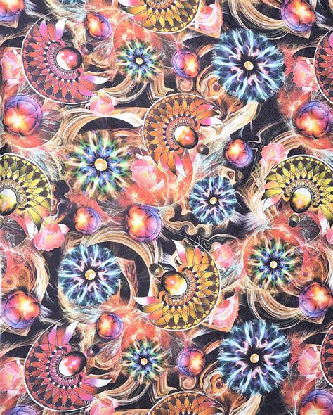 Multi Color Fabric With Self Weave And Digital Printed Flowers Fabric