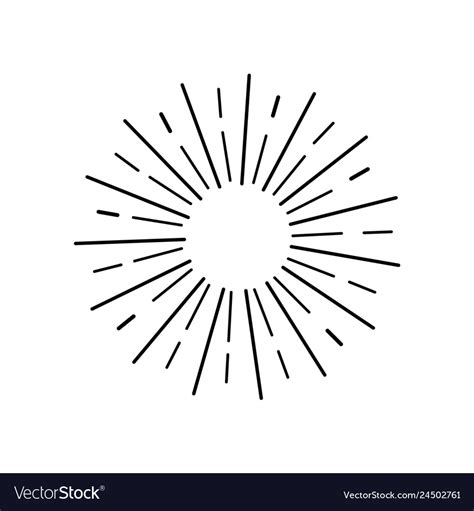 Black Sun Rays In Flat Design On Blank Background Vector Image