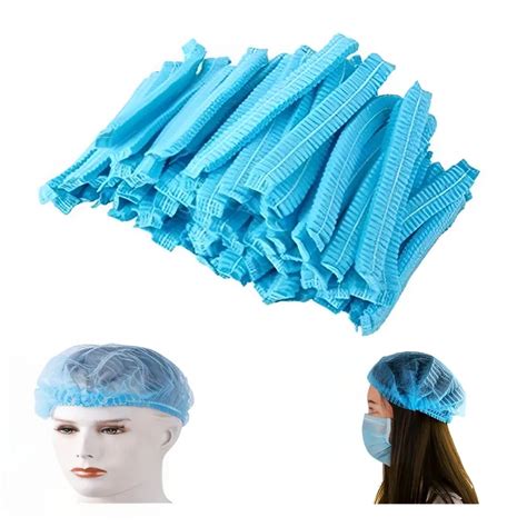 Disposable Stretchable Blue Hair Caps Cover Pack Of 50