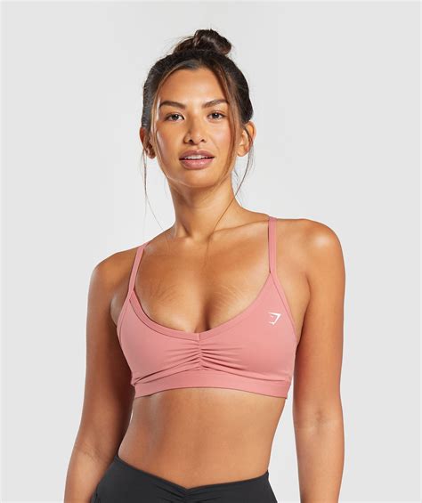 gymshark ruched strappy sports bra classic pink gymshark