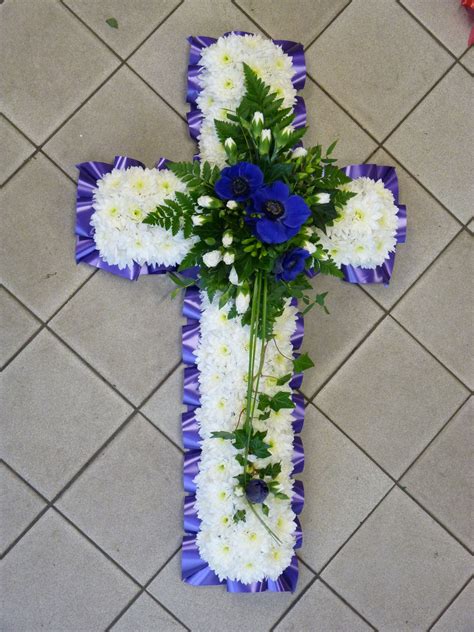 Purple Cross Funeral Flowers
