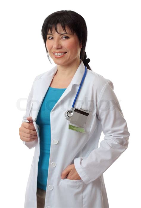 Weibliche Arzt Oder Eine Krankenschwester Stehend In Uniform Stock Bild Colourbox