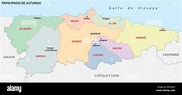 Asturias mapa de vectores administrativa y política Imagen Vector de ...