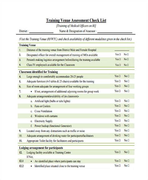 Assessment Checklist Template 11 Free Word Pdf Format Download