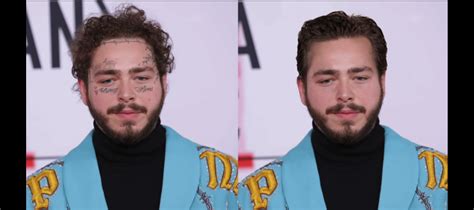 Post Malone With And Without Tattoos And A Change In Hairstyle Pics