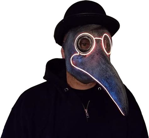 Trippy Lights Led Light Up Plague Doctor Mask With Hat For Halloween