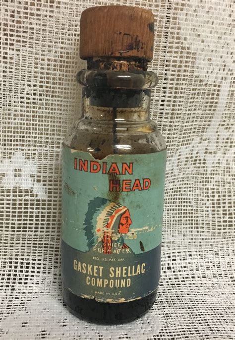 Indian Head Gasket Shellac Compound 2 Oz Glass Bottle