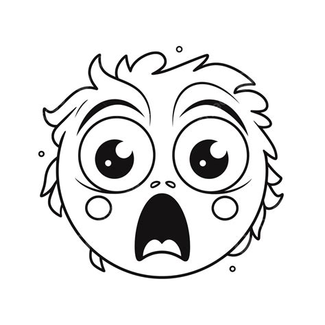 An Illustration Of A Shocked Face Outline Sketch Drawing Vector