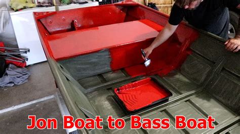 Painting My Jon Boat Red Jon Boat To Bass Boat Build Progress Youtube