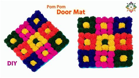 Diy Door Mat Using Pompoms Colorful Doormat Using Waste Woolen