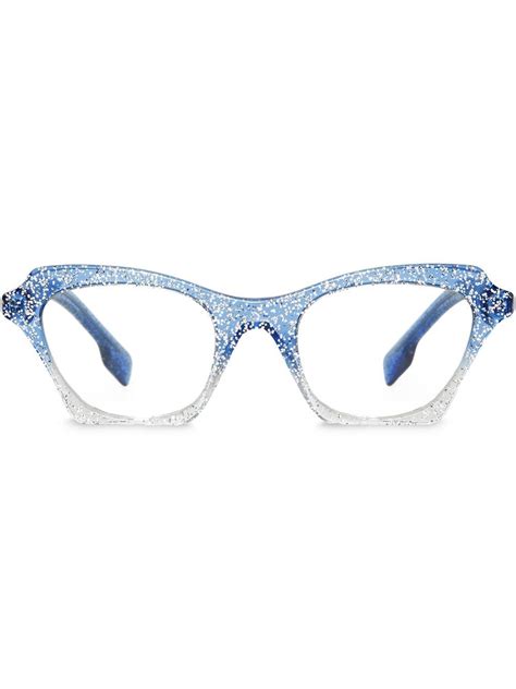 Burberry Glitter Detail Butterfly Optical Frames In Blue Modesens Glasses Fashion Optical
