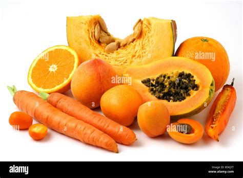 Orange Fruit And Vegetables Stock Photo Alamy