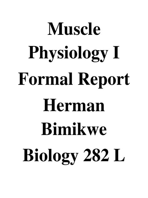 Muscle Physiology Formal Report Pdf Smooth Muscle Tissue Muscle