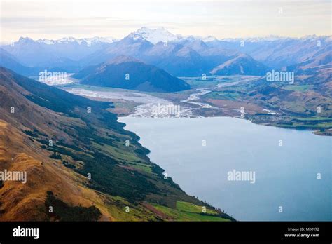 An Aerial View Of The Southern Alps And Lakes Of South Island New