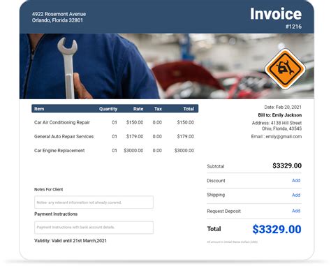 Free Auto Repair Invoice Template Download Now Invoiceowl