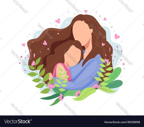 Mom Hugging Her Daughter Royalty Free Vector Image