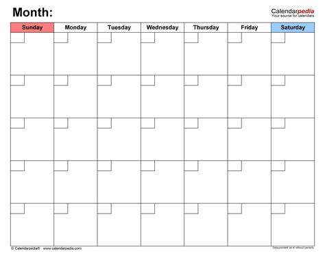 Excel Month Template