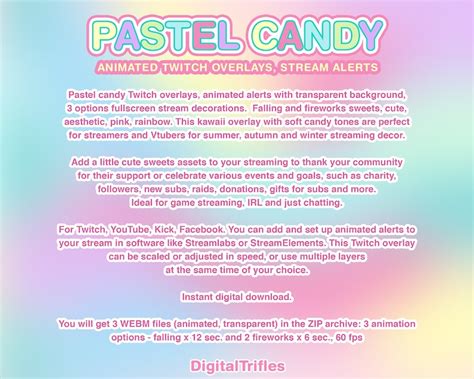 Animated Pastel Candy Twitch Overlays Cute Stream Alerts Etsy