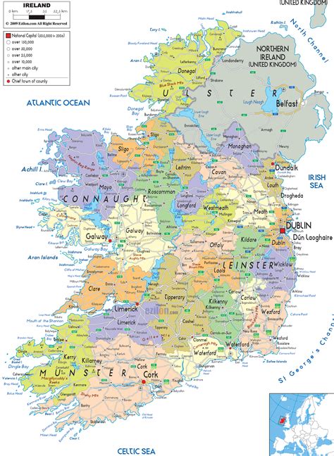 Detailed Political Map Of Ireland Ezilon Maps