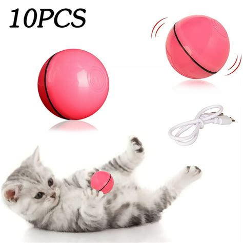 10pcs Usb Rechargeable Automatic Rolling Ball Smart Interactive Cat Toy Ball With Built In Led