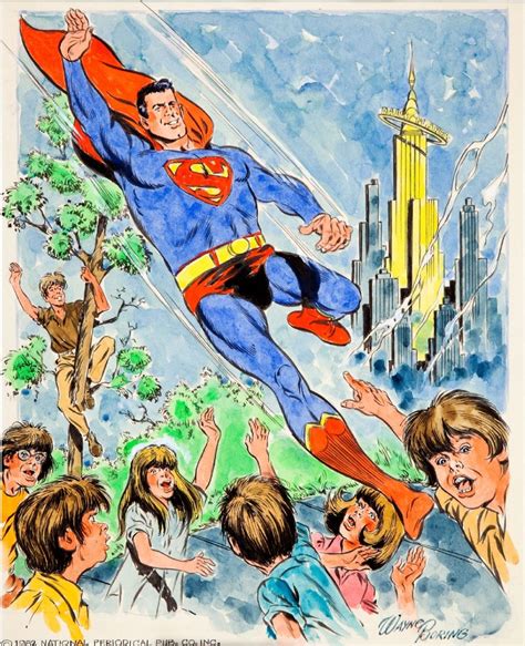 Wayne Boring Color Superman Pinup Comic Art Superman Comic Books