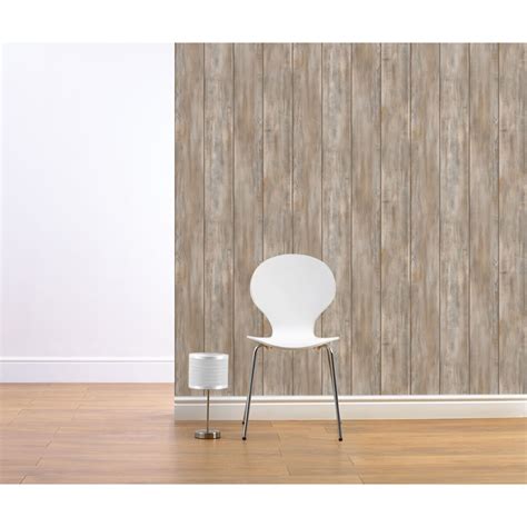 Muriva Bluff Wood Panel Pattern Faux Effect Textured Wallpaper J06608