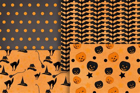 Halloween Digital Papers Printable Halloween Pumpkin Pattern By