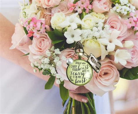 Photo Bouquet Charm Wedding Memorial Mom I Carry Your Heart With Me