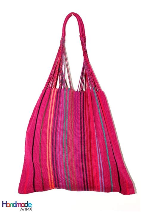 Colorful Embroidered Tote Bag Mexican Handwoven By Handmadeartmx