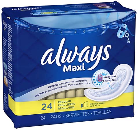 Always Maxi Regular Non Wings Unscented Pads 24 Ea Pack Of 2