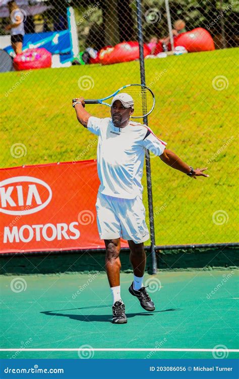 Amateur Black African Male Tennis Player Practicing On A Sunny Day Editorial Photo Image Of