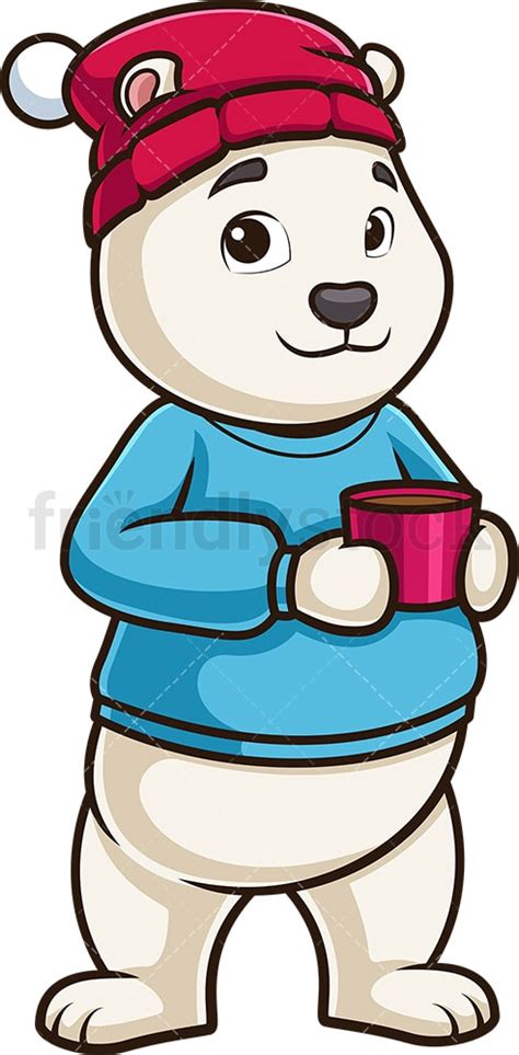 Polar Bear Drinking Hot Coffee Cartoon Clipart Vector Friendlystock