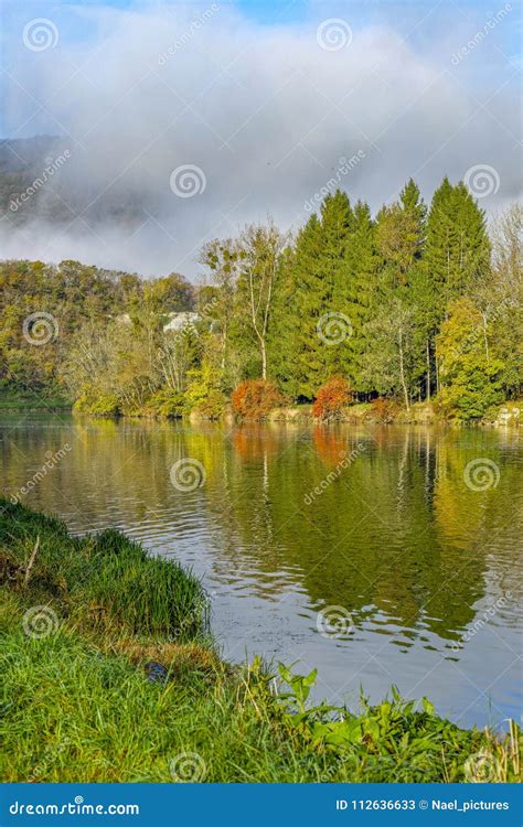Sunny Autumn Day Along The River Stock Image Image Of Reflection