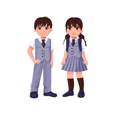 Premium Vector Cute Boy And Girl In School Uniform