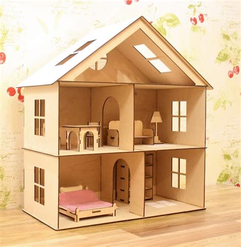 Wooden Dollhouse Dollhouse Miniature Dollhouse Wooden Etsy