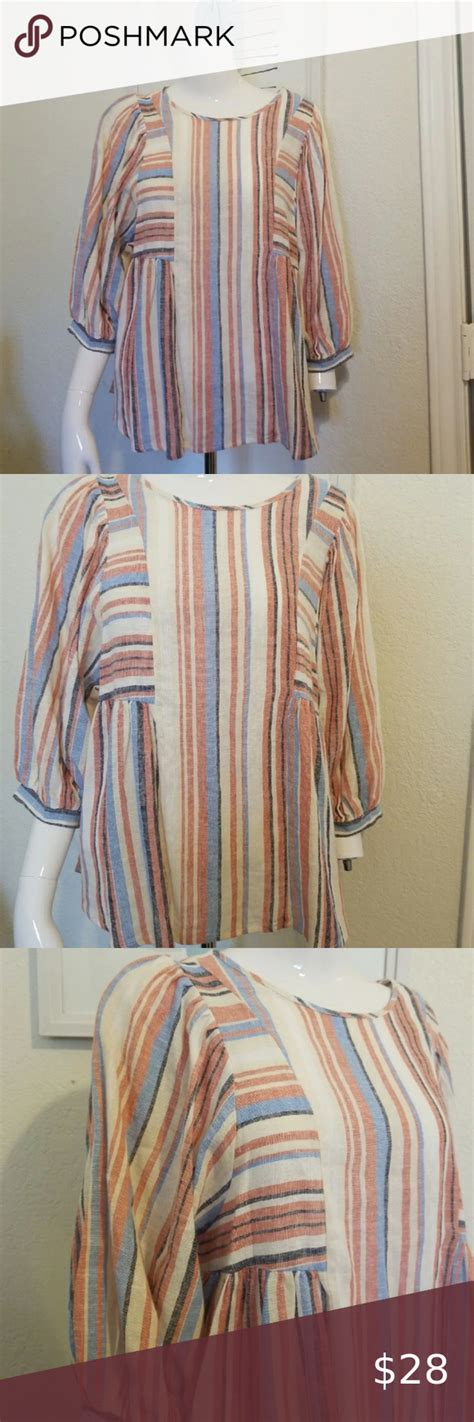 Ava James Stripe Balloon Sleeve Blouse Size Medium Nwt Balloon Sleeve