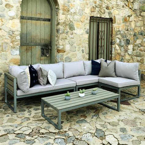 5,000 brands of furniture, lighting, cookware, and more. Walker Edison Furniture Company Boardwalk Grey Metal 4-Piece All-Weather Outdoor Conversation ...