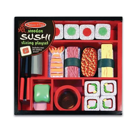 Melissa And Doug Wooden Sushi Slicing Playset Wooden Play Food Play