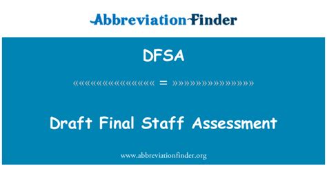 Dfsa Definition Draft Final Staff Assessment Abbreviation Finder