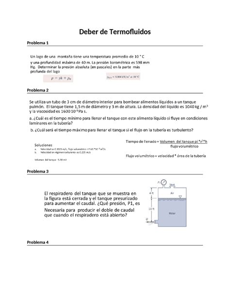 Tarea Termofluidos Acerca De Ejercicios De Una Leccion Ejercicios De