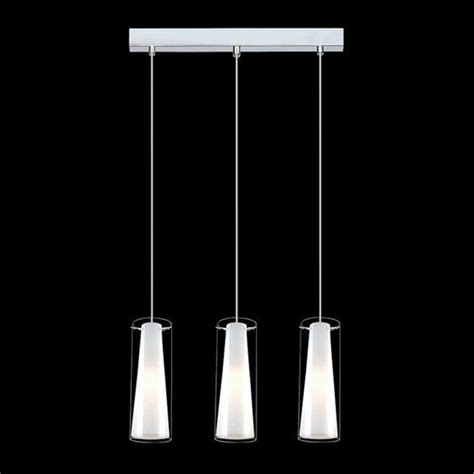 ceiling lamp hanging carole 3 light sources strip chrome white matt glass cone tube silver