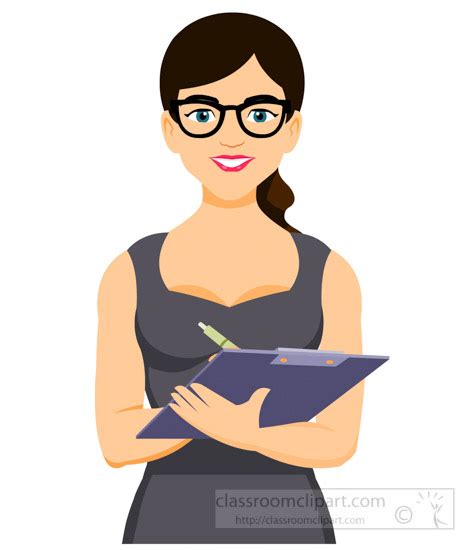 Occupation Clipart Secretary Writing On Clipboard Clipart 1220