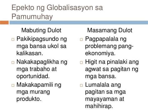 Mabuting Epekto Ng Globalisasyon Sa Ekonomiya Ng Pilipinasphotos