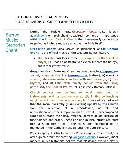 Class 30 Medival Sacred And Secular Music Section 4 Historical