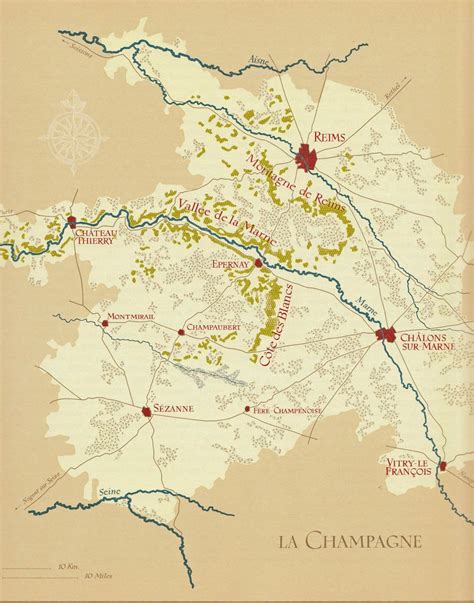 The Region Of Champagne In France And Its Wineries Map Wine France