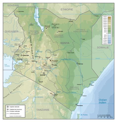 Large Detailed Physical Map Of Kenya Kenya Africa Mapsland Maps